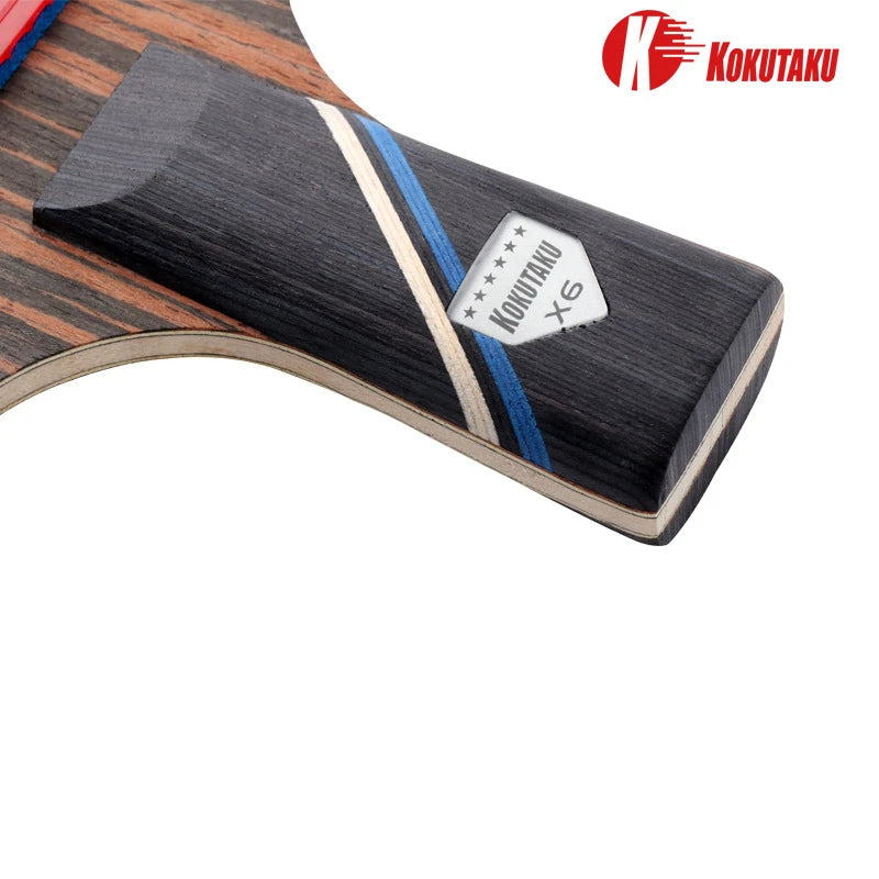 KOKUTAKU 2 Pcs 6 Star Ping Pong Paddle Set X6 Ebony Surface Carbon Table Tennis Racket with Bag for Adults