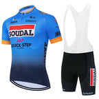 New 2026 SOUDAL Quick Step Men Summer Short Sleeve Cycling Jersey Set Breathable Quick Drying Cycling Clothes Shirt 19D Cushion