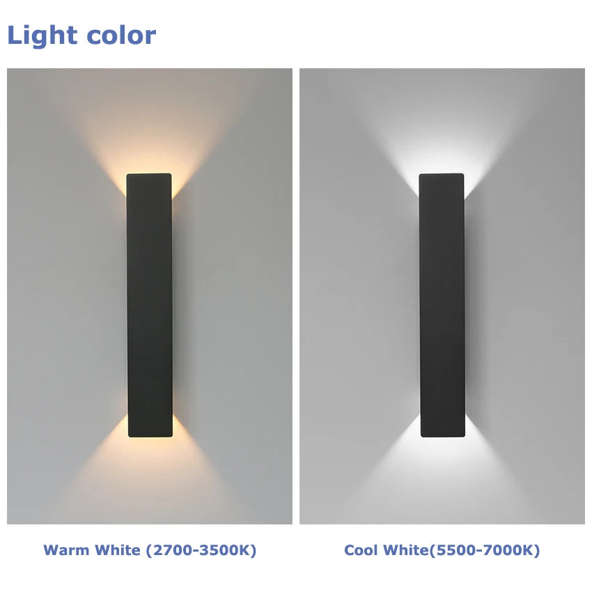 Outdoor LED Up Down Wall Light IP65 Waterproof Aluminum Sconce, Black/White, 20.5-61cm