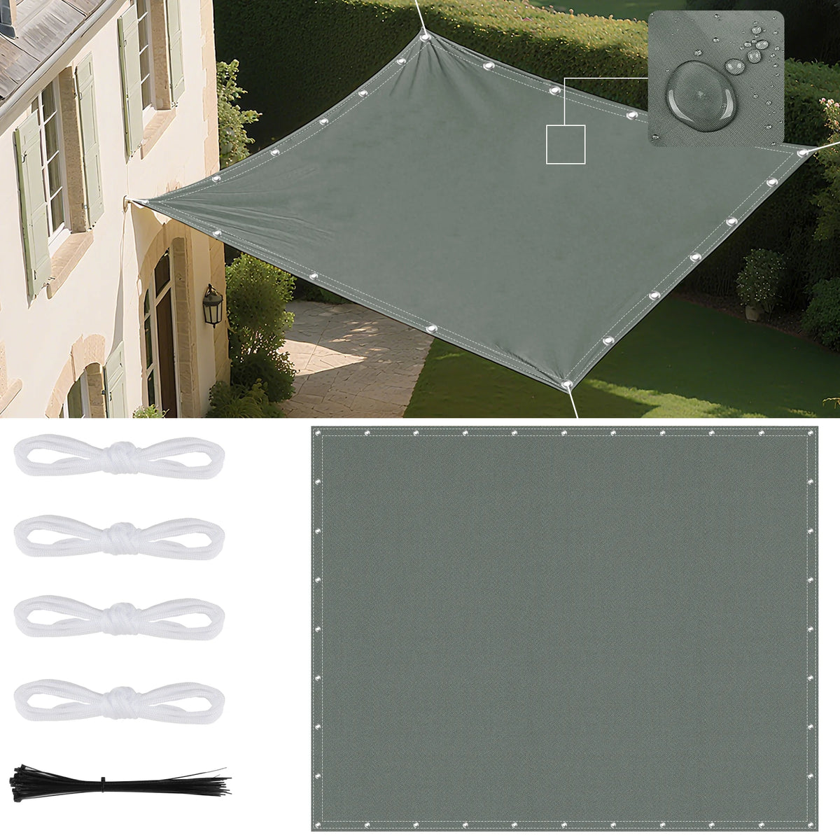 5Mx4M/3M/2M Waterproof Sun Shade Sail with Grommets Rectangle Garden Patio Pergola Cover For Outdoor Camp Tent Shelter
