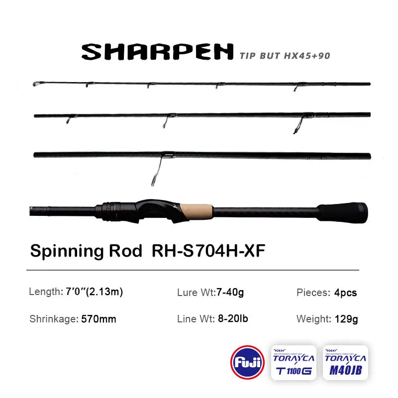 PURELURE SHARPEN Soft Lure Long Spinning and Casting XF/MF Action Rods FUJI Components Bass Pike Rod Fishing Rod Spinning Reel
