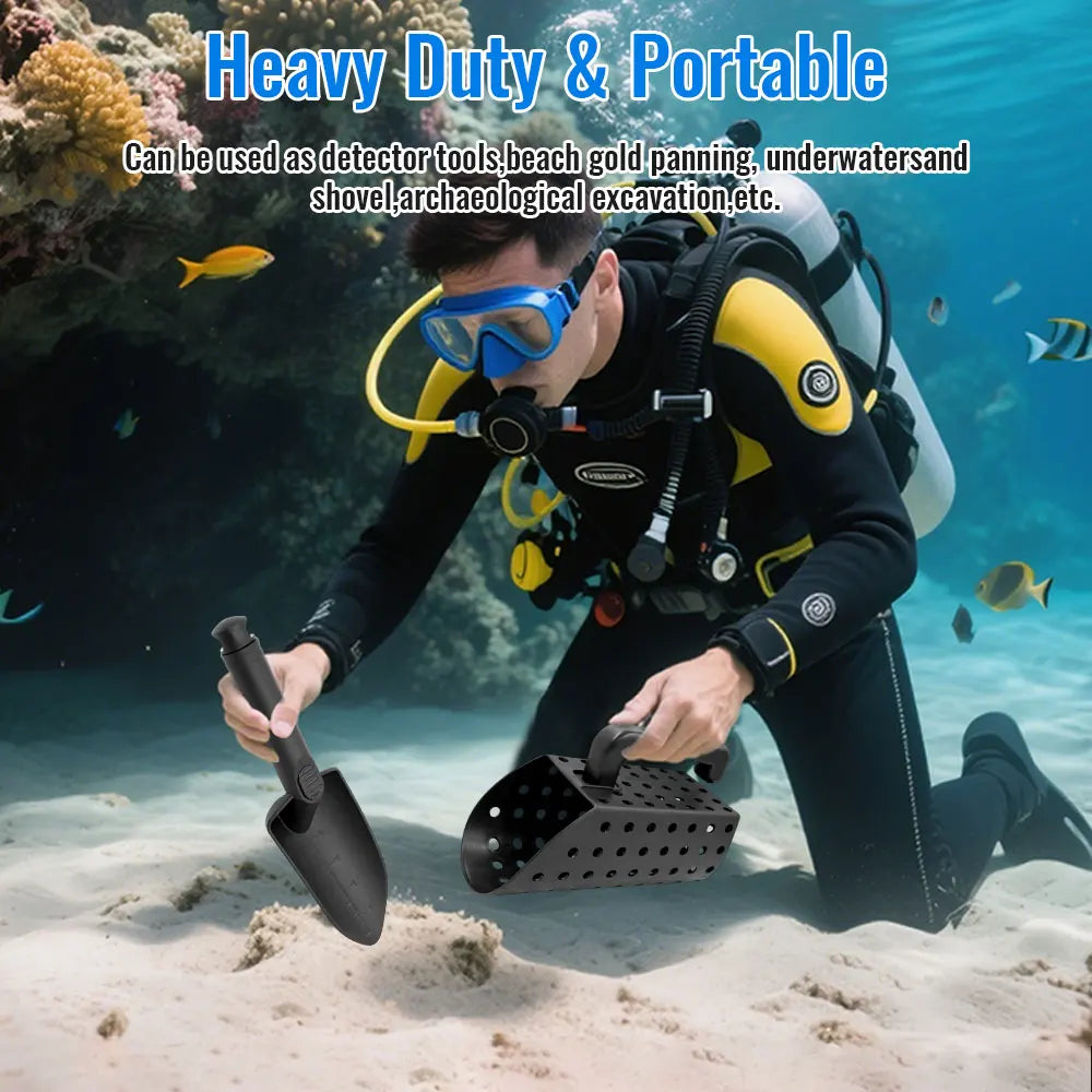 Metal Detecting Sand Scoop Shovel, ABS Plastic Rust Resistant Sifter, Black
