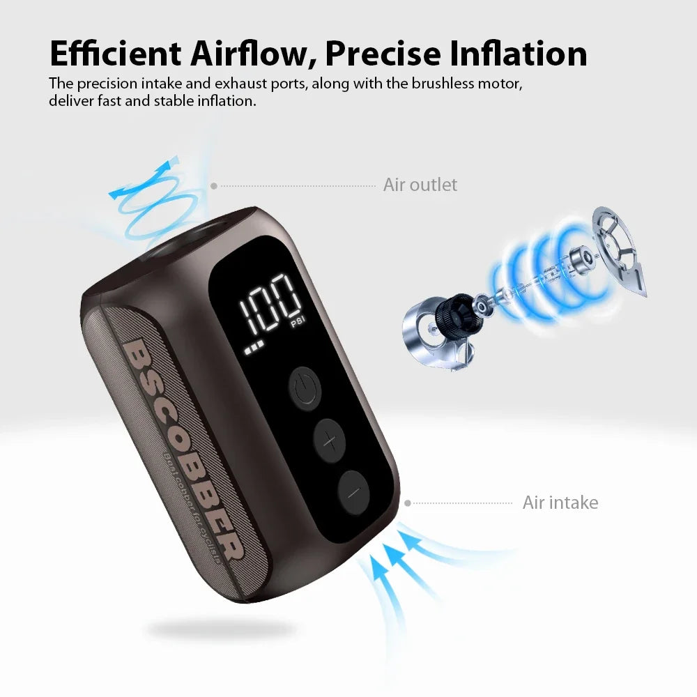 BSCOBBER A5mini Portable Air Pump Portable Rechargeable Wireless Bicycle Accessories Tire Inflator  100PSI High Pressure