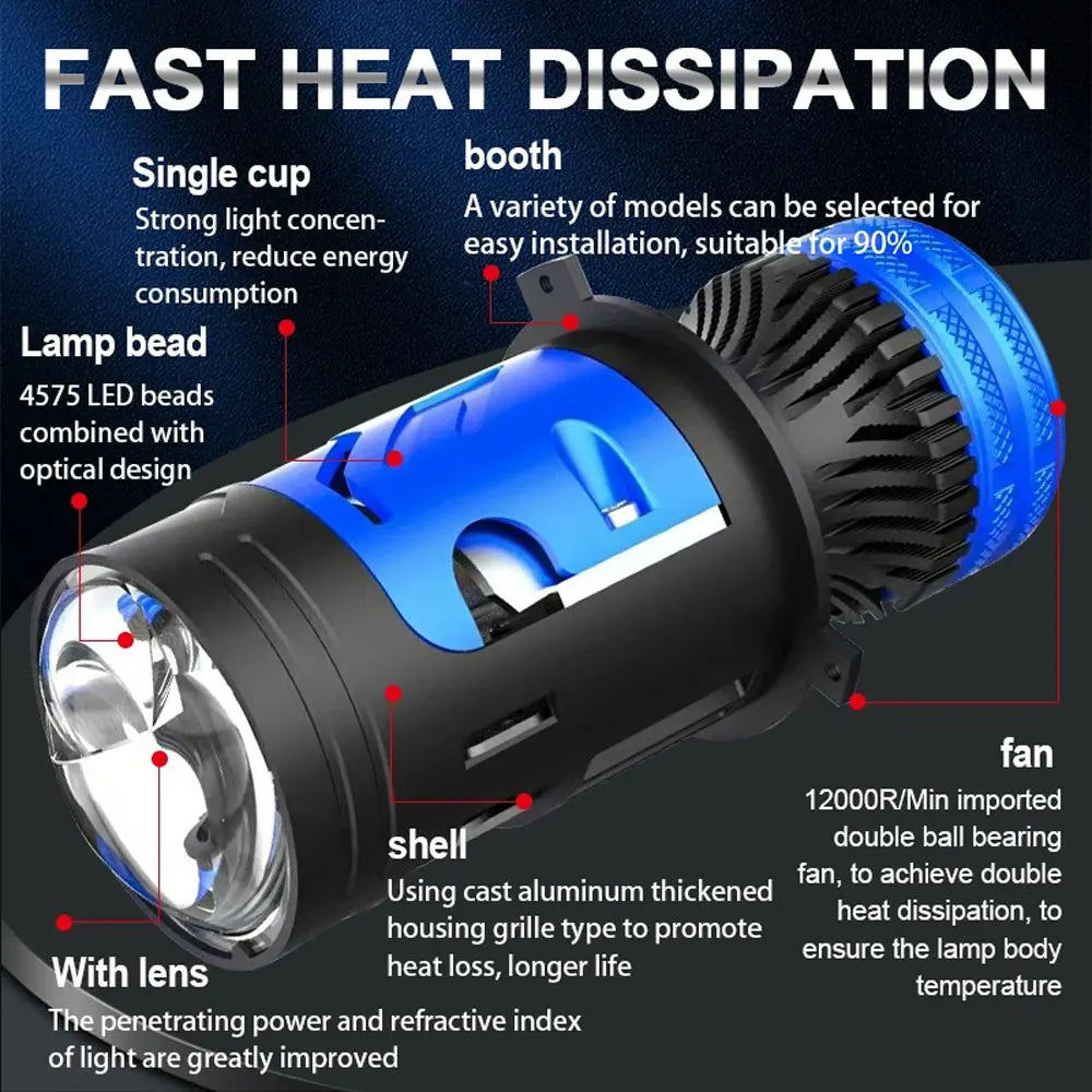 Super bright Projector H4 9003 HB2 led Headlight Canbus for car 4800W Motorcycles Hi/Lo h4 Lens LED Headlamp fog light 12V 24V