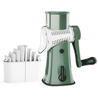 LMETJMA 5 in 1 Rotary Cheese Grater Shredder Kitchen Mandoline Vegetable Julienne Slicer Waffle Cutter Nut Chopper JT247