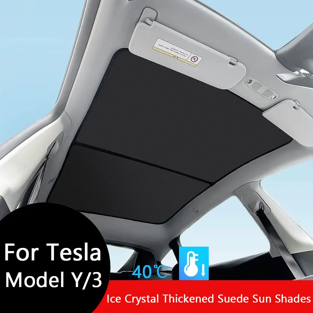 Sunshades For Tesla Model 3 Sunroof Highland 2026 Model Y 2020-26 Ice Cloth Buckle Sun Pare Glass Front Rear Skylight Accessory