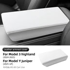 Leather Armrest Box Protective ABS Cover For Tesla Model 3 Model Y 2017-2023 Highland 2024 Juniper 2025 2026 2027 Arm Rest Lid