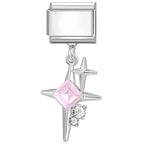 2025 New Sweet Pink Zircon Heart Bows Cherry Moon Star DIY Making Bracelet Women Men Stainless Steel 9mm Italian Charm Links Fit
