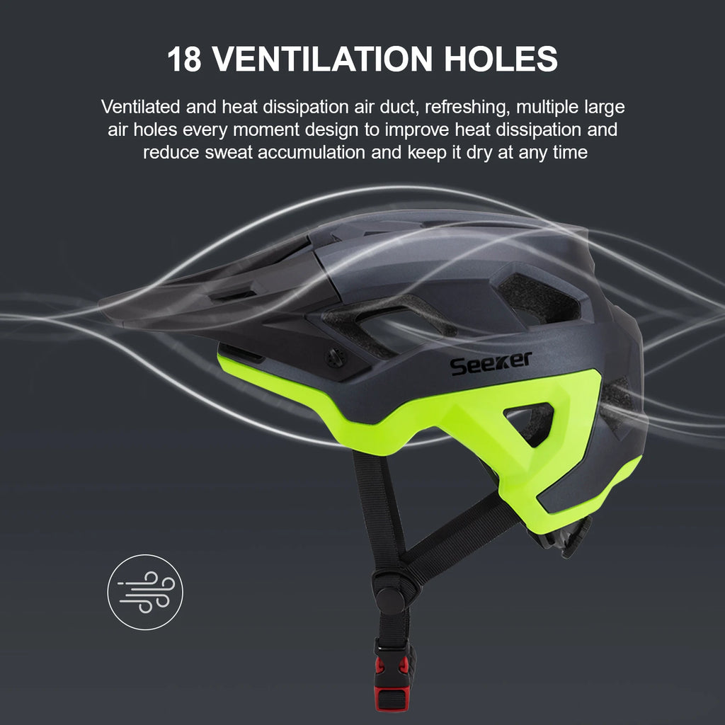 Seeker matte color-blocking cycling helmet, lightweight breathable protective helmet for downhill mountain bikes, adjustable siz