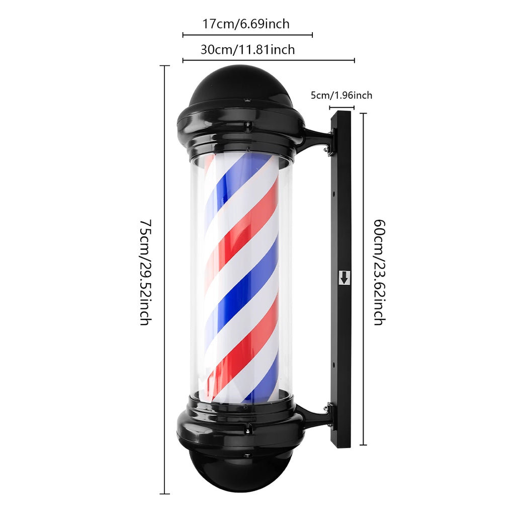 Hairdressing Entrance Lamp Barber Shop Cylindrical Rotating Sign Light Outdoor Shop Name Exclusive Prop Lighting Tool