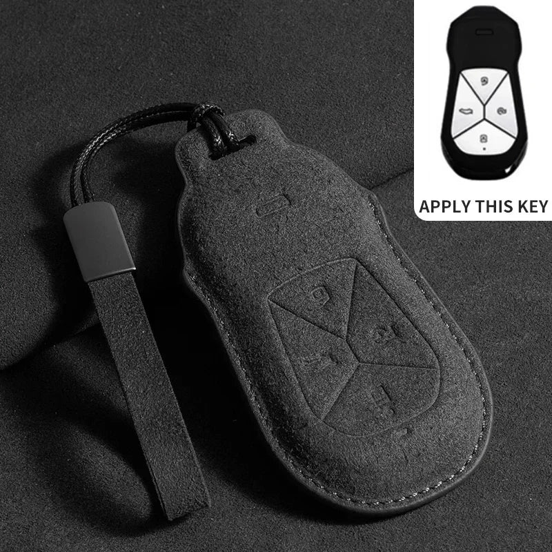 Suede Leather Car Key Case for Xiangpeng Xpeng P5 P7 G3 G6 G9  X2 N5 F30 H93 X9 2019 2020 2021 2022 2023 Remote Fob Shell Case