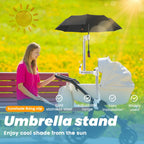 Stroller Umbrella Mount Holder Stainless Steel Adjustable Golf Umbrella Clamp 2/3Fold 360° Rotation Bicycle Sunshade Fixing Clip