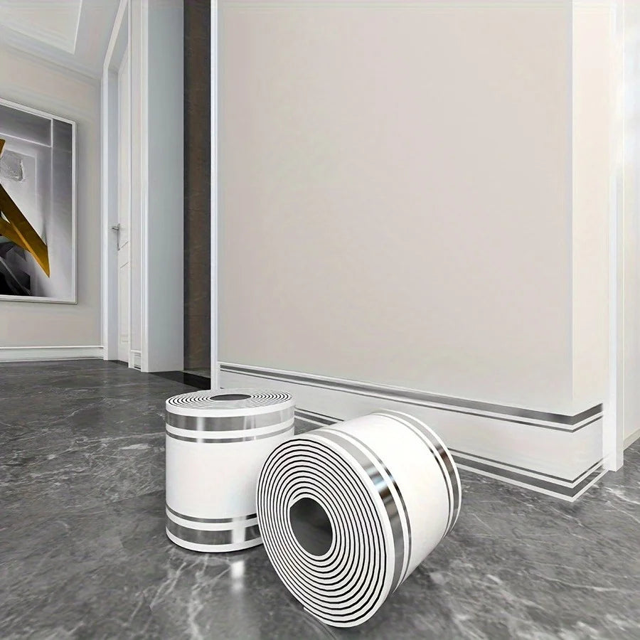 Rolled Self-Stick Baseboard Trim-Anti-Collision Waterproof Wall Waistband Sticker for Living Room Bedroom Home Decor