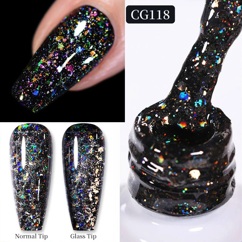 BORN PRETTY 10ml Snow Glitter Gel Nail Polish Pink Milky White Jelly Sequins  Semi Permanent Nails Art Design Varnish Manicure