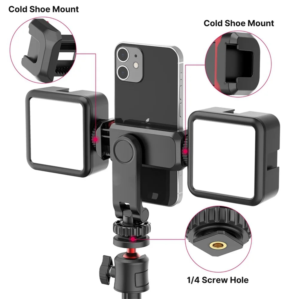 ST-06S Vertical Shooting Phone Mount Holder DSLR Camera Monitor Mount Tripod Mount Clamp for Smartphone Vlog Shooting