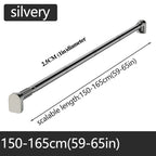 Adjustable Stainless Steel Shower Curtain Rod Clothes Drying Rack No-Drill Telescopic Pole for Laundry Room Bathroom