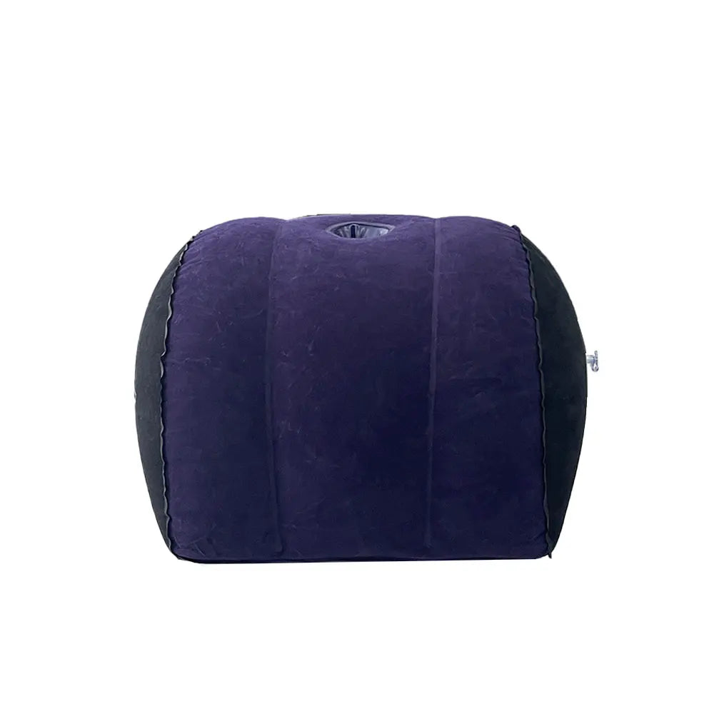 1pc Inflatable Half-Moon Support Pillow, Blue Flocked Surface Leg & Back Cushion