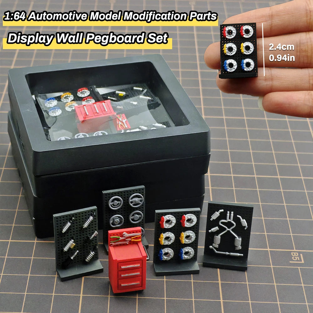 1/64 Scale Model Car Repair Shop Garage Display Wall Parts Resin Perforated Panel Set for Diorama Modification Custom Hobby