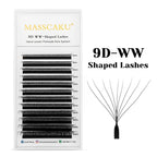 Wholesale MASSCAKU 10cases/lot 0.07mm Thickness Waterproof W Design Eyelashes Wispy Handmade Premade Volume Fans Eyelash Bundles