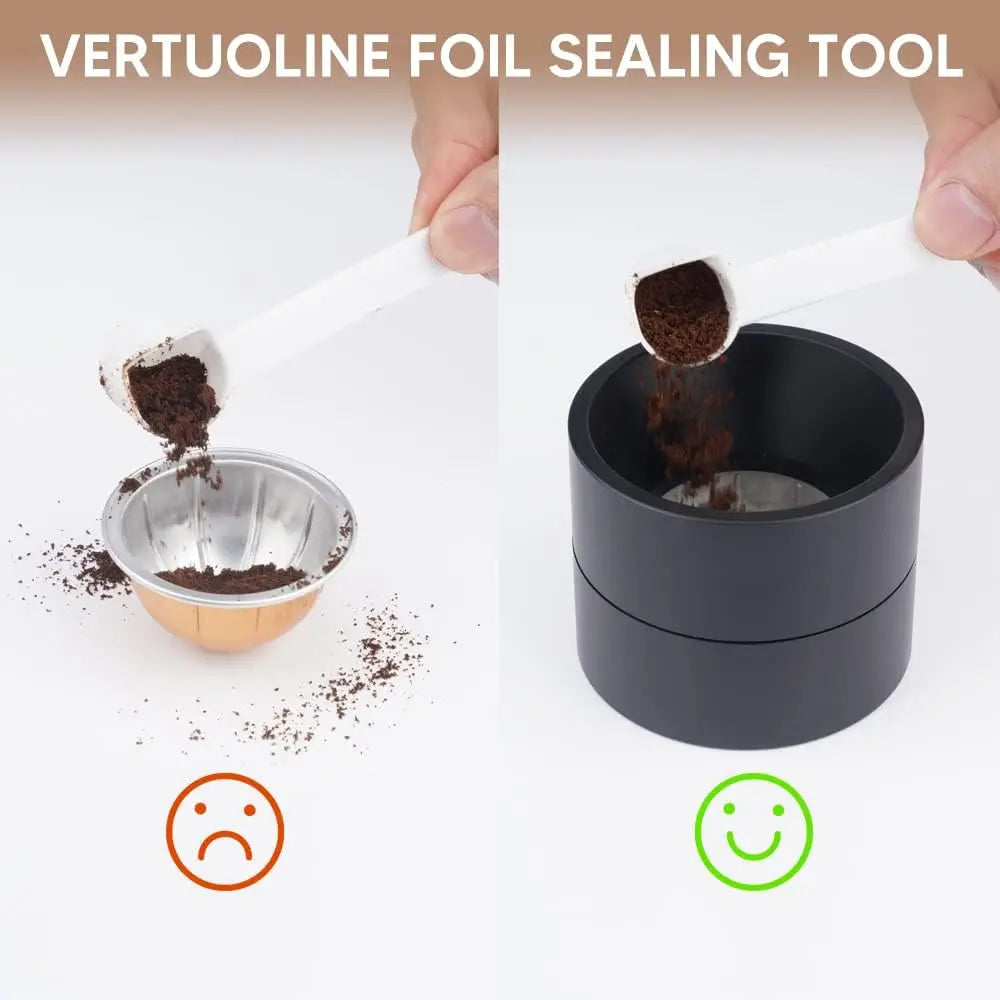 iCafilas Reusable Vertuo Capsule Supplement Kit for Vertuo Line Capsules with 100 aluminum foil seals For reusable Vertuo Pod