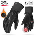 KEMiMOTO CE Motorcycle Gloves Winter Black Guantes Moto Invierno Warm Touch Screen Waterproof Windproof Gloves Protective