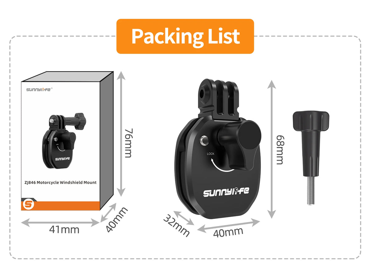 Motorcycle Windshield Mount Clamp Aluminum Clip For GoPro 13 12 Insta360 Go Ultra For DJI Osmo Nano/360/Action 6 5 Pro Pocket 3