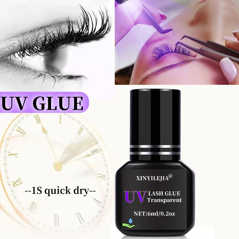 5pcs UV GLUE Adhesive For Eyelash Extensions Gel 1S Fast Drying Strong False Lash Extension Glue Long Lasting UV Eyelash Glue