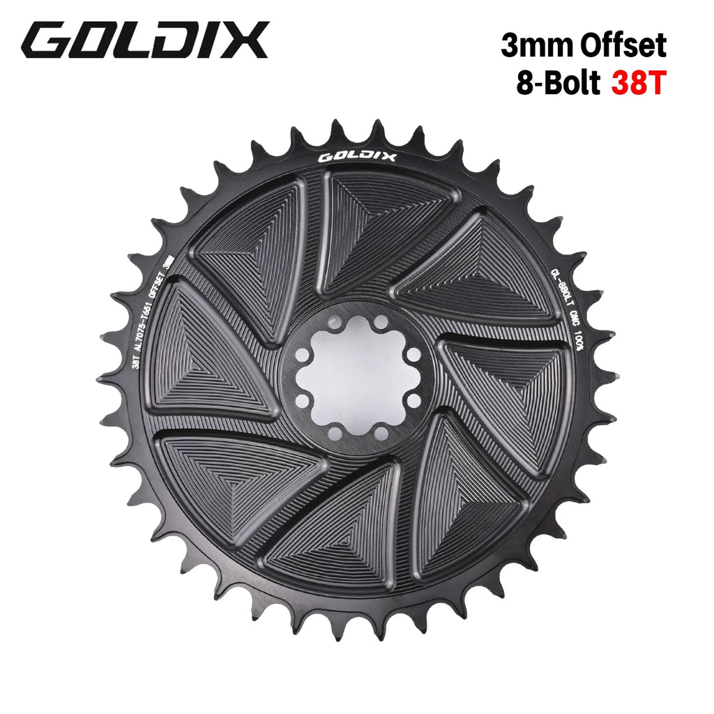 GOLDIX 8-Bolt Bicycle Chainring Wide and Narrow Teeth AERO Chainring CNC Hollow Cutting Machining for SRAM 8Bolt Crankset