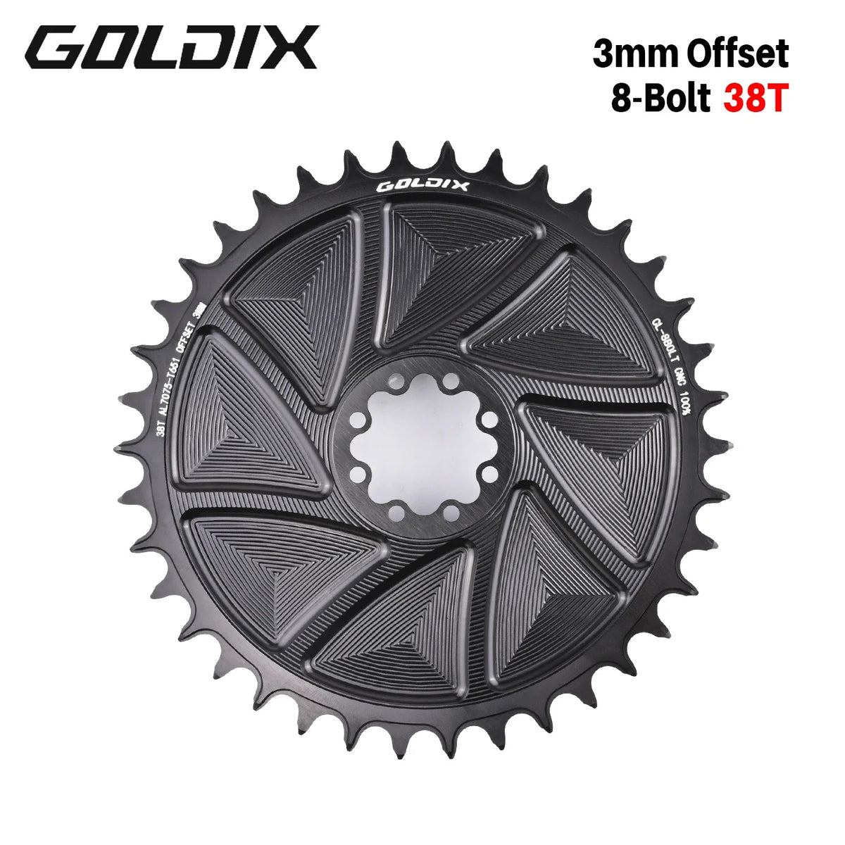 GOLDIX 8-Bolt Bicycle Chainring Wide and Narrow Teeth AERO Chainring CNC Hollow Cutting Machining for SRAM 8Bolt Crankset
