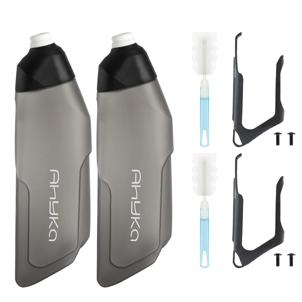 AhyKa Aerodynamic Bike Water Bottle Set 600ml Lightweight Road Bike Cycling Water Bottle Squeeze to Drink Design