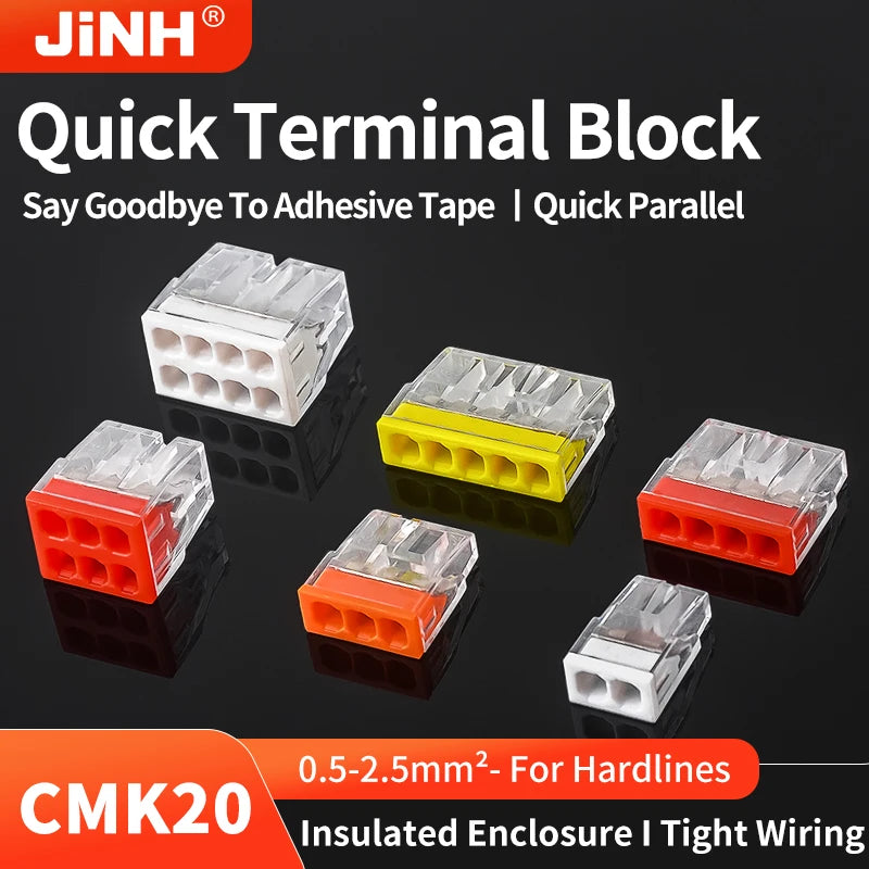 50Pcs Mini Quick Wire Connectors 2/3/4/5/6/8 Ports Terminal Block Hard Stainless Easy Electric Quick Push-In Light House Wiring