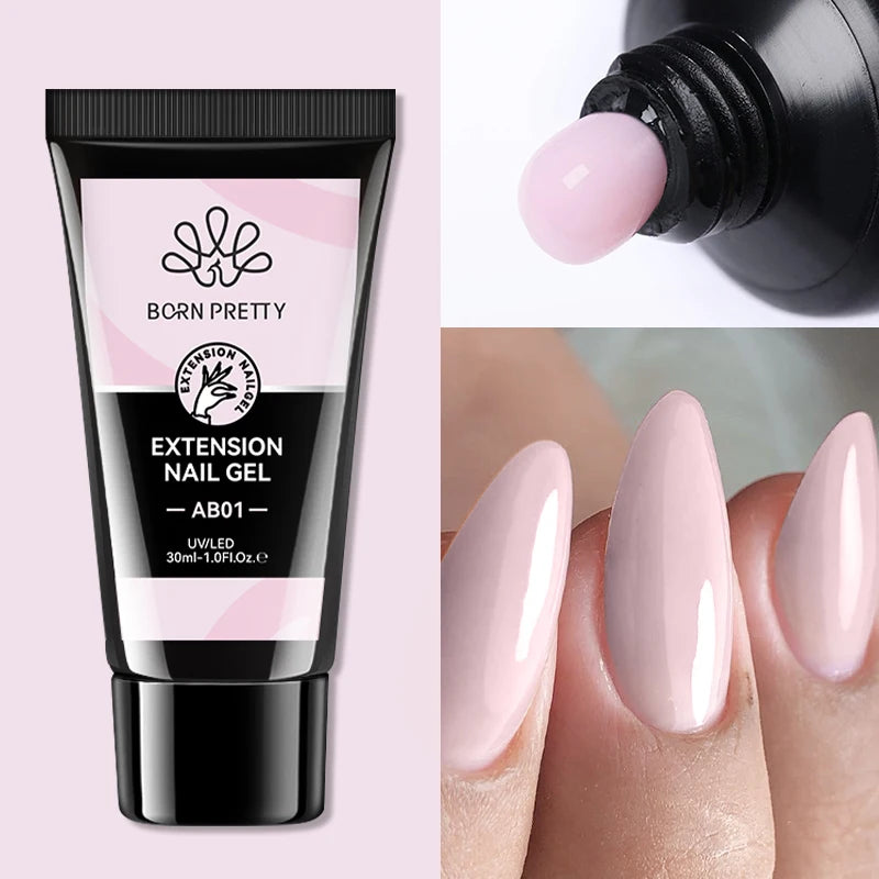 BORN PRETTY Acrylic Gel For Manicure Crystal 30ml Nail Gel Polish For Extension False Nail Tips Quick Building Hybrid Varnish