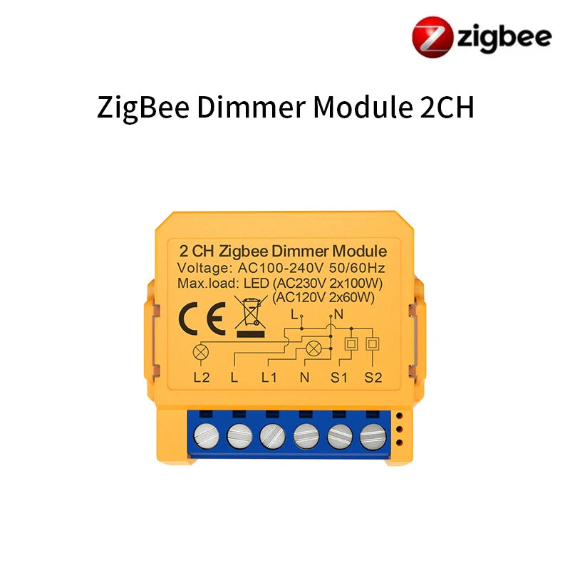 AVATTO WiFi/ZigBee 1/2 Gang Dimmer Light Switch Module，Smart Dimmer Switch Module APP Remote Control For Tuya Alexa Google Home