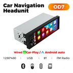 1Din Wireless CarPlay Android AUTO HD touch screen Universal 6.86'' Car Radio FM Stereo MP5 multimedia player BT TF port Camera
