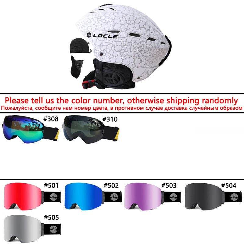 LOCLE Professional Skiing Helmet Men Women Children Ski Helmet Snow Skating Snowboard Snowmobile Skateboard Helmet Size 52-61cm