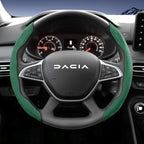 Suitable for Dacia Sports Suede Steering Wheel Cover, Split Snap-On Anti-Slip Style, for Models Such as Sandero Stepway, Duster, Jogger, Bigster, Spring, Electric, Cargo, Logan, Etc., in Black, Brown, Mocha, and Red Co
