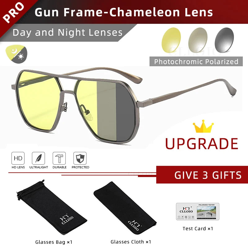 CLLOIO Polarized Driving Sunglasses UV400 Anti-Glare Day Night Vision, Photochromic
