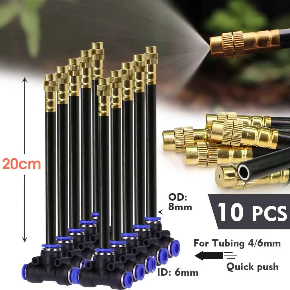 30-5m 1/4" 4/6mm Misting Cooling System 360° Free-bend Adjustable Nozzle Atomizer Sprayer for Outdoor Garden Irrigation Watering