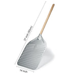 SHANGPEIXUAN Perforated Pizza Peel with Turning Pizza Peel Wood Handle Pizza Shovel Anodized Short Spatulas Baking Tools