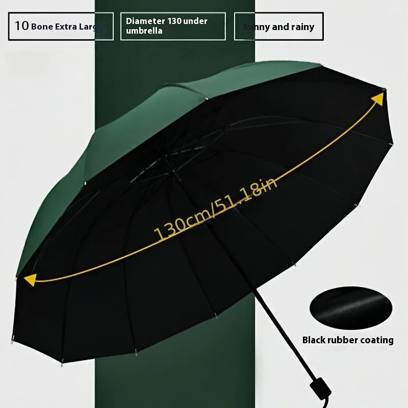 130cm Extra large triple fold rain and rain umbrella Effective rain protection Effective wind resistance UV resistance