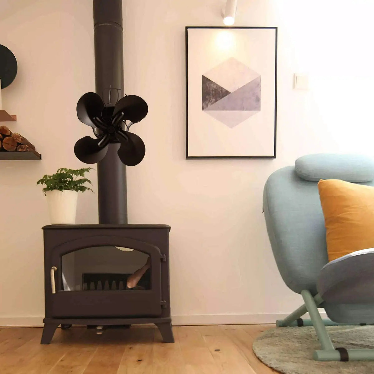 Magnetic Heat Powered Wood Stove Fan for Chimneys and Pipes Efficient Heat Circulation Suitable for Wood/Log Burner/Fireplace