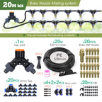 30-5M Outdoor Garden Adjustable Brass Nozzle Atomizer Kit 5/8mm Hose Nebulization Humidification Cool Watering System Lawn Spray