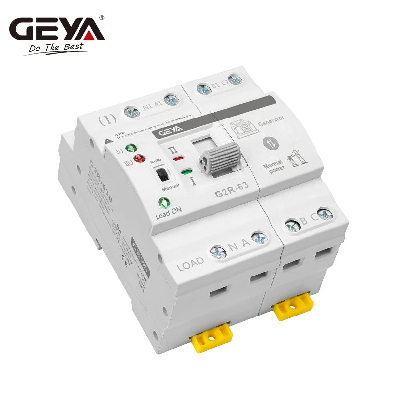 GEYA G2R ATS Mini Automatic Transfer Switch 220V Din Rail Dual Power Electrical Selector Switches Uninterrupted Power 63A 110V