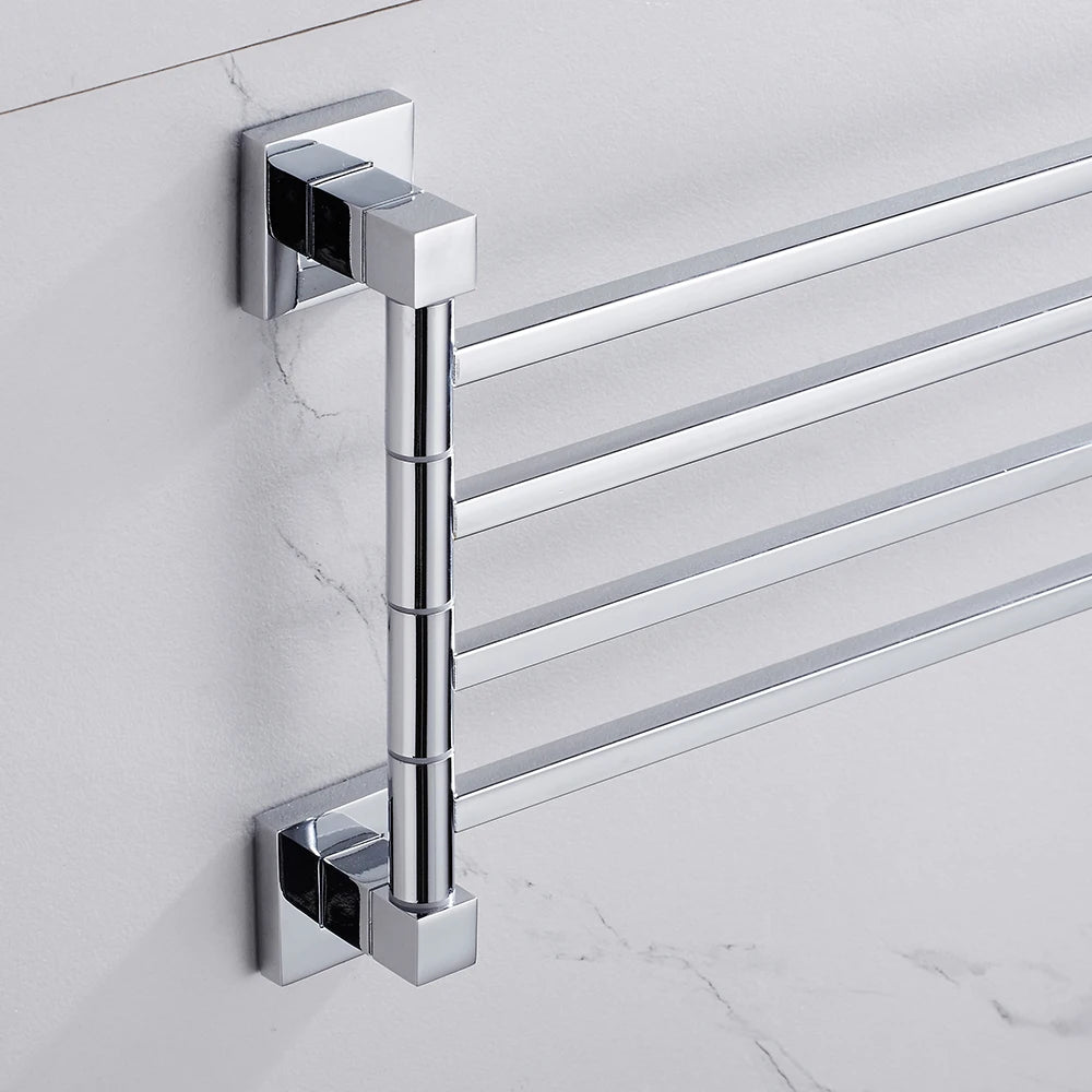 Towel Holder Stainless Steel Swing Arms Towel Rail Wall Mounted Towel Rack Space Saving Hanger Bathroom Hardware for Home Hotel
