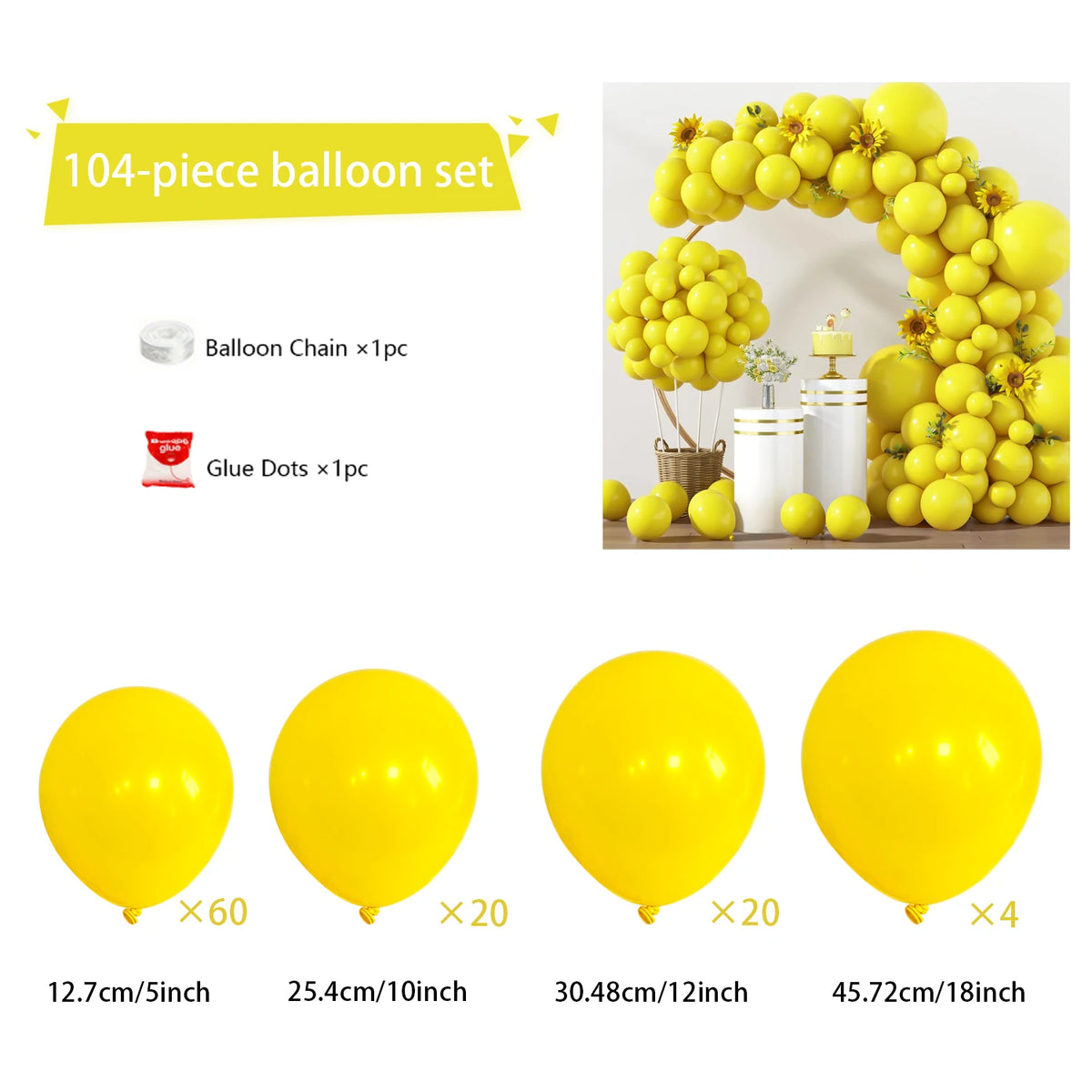 104pcs Balloon Garland Arch Kit, Red Mixed Sizes Latex Balloons for Birthday Wedding Decor