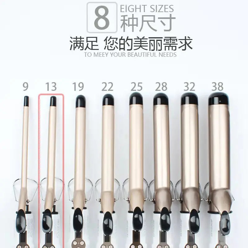 Temperature Setting Electric Hair Curler Straightener Long Curling Tong Wand 9-38mm Professional Hair Curling Iron LCD Screen