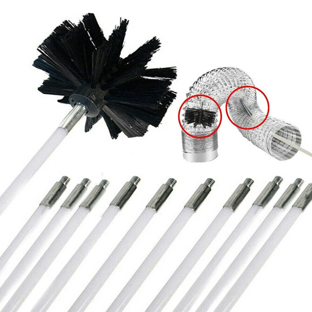 Flexible Chimney Cleaning Brush Extendable Flexible Dryer Vent Cleaner Soft Bristle Effective Air Duct Cleaning Tool