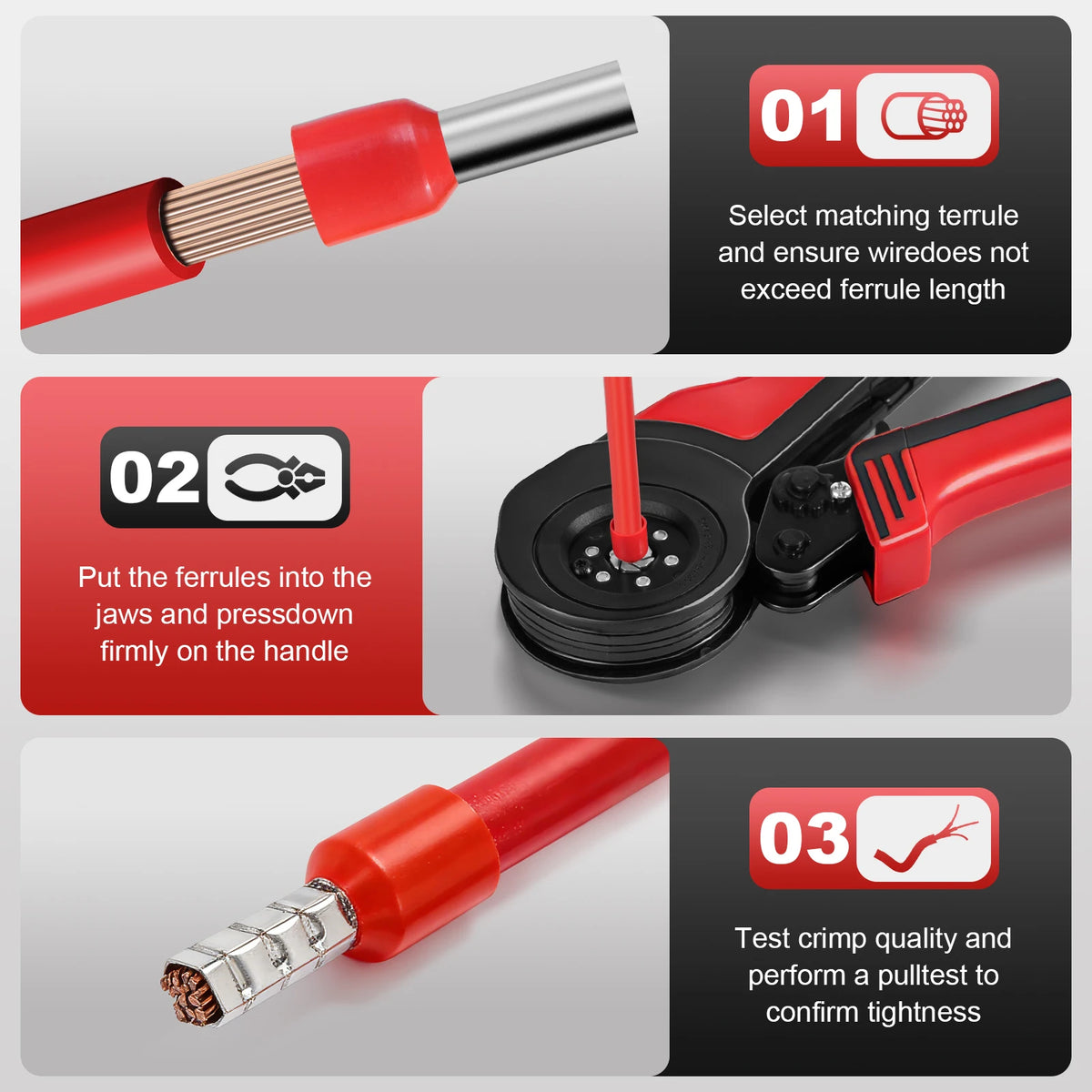 Ferrule Crimping Tool Kit Hexagonal Wire Ferrule Crimper Plier 0.08-16mm²/AWG28-5 for Tubular Wire Ferrules Terminals Connectors