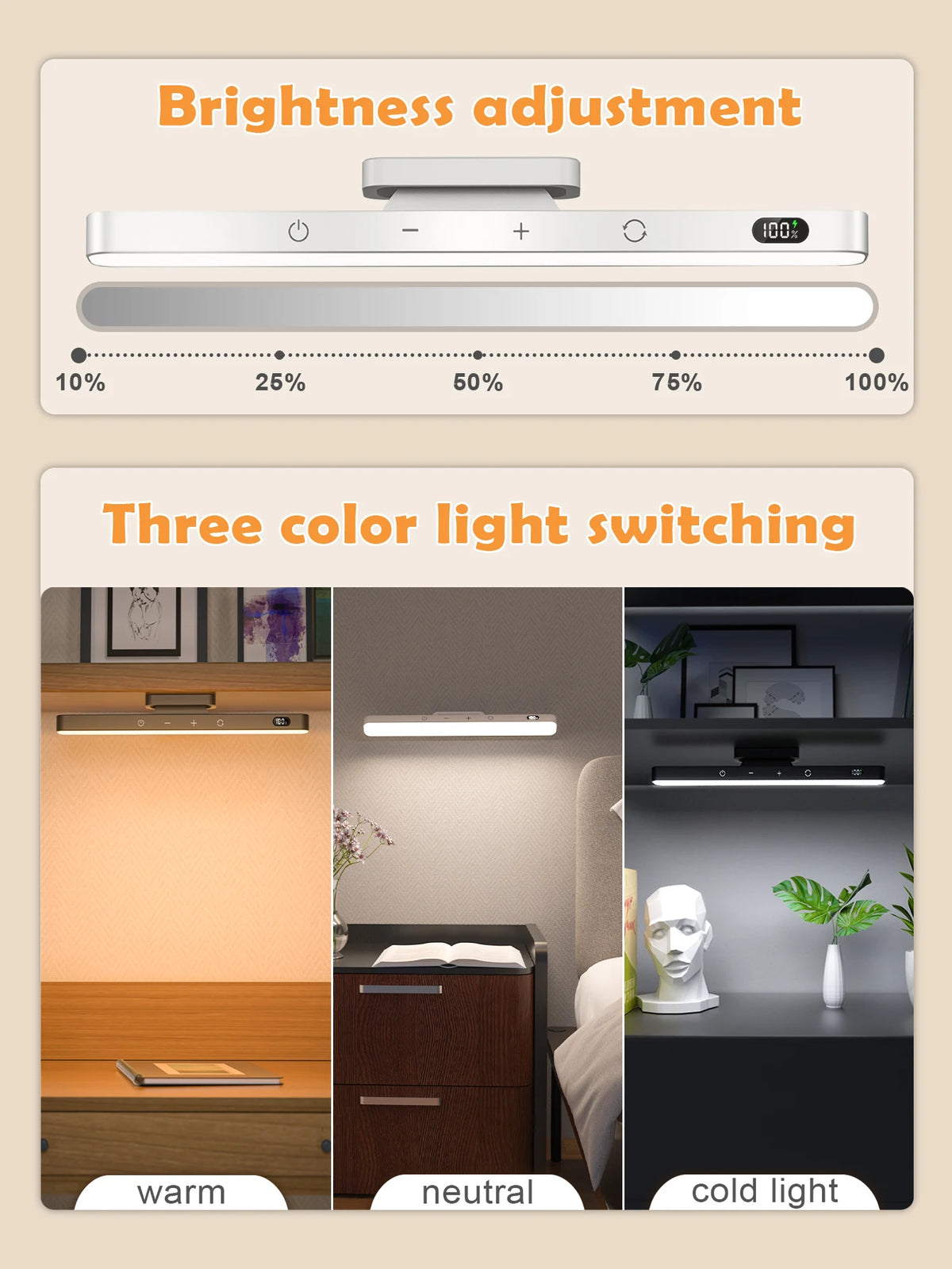 WILLED 5W Remote Touch Table Lamp Magnetic Desk Lamp 2500mAh Rechargeable Battery for Reading Cabinet Mirror Bedside Night Light