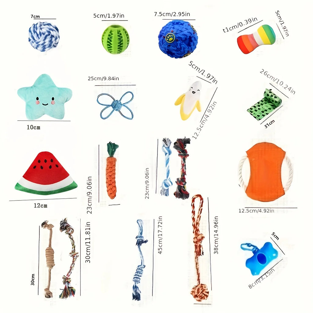 5/15/20/30pcs Random Type Durable Tough Interactive Cotton Pet Puppy Toys Vocal Toys For Small And Medium Dog Supplies